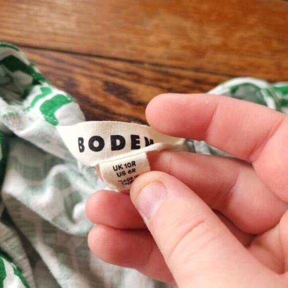 Boden Short Sleeve Jersey Mini Dress in  Rolling Hills Geo Azure sz 6R - Picture 3 of 5